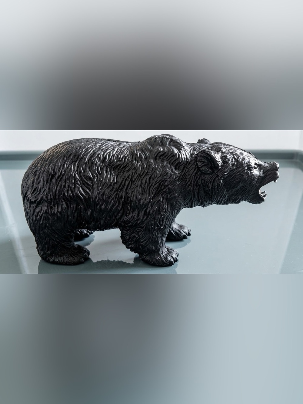 Vintage AAA Roaring Black Bear Heavy Rubber Toy Figure - 5"